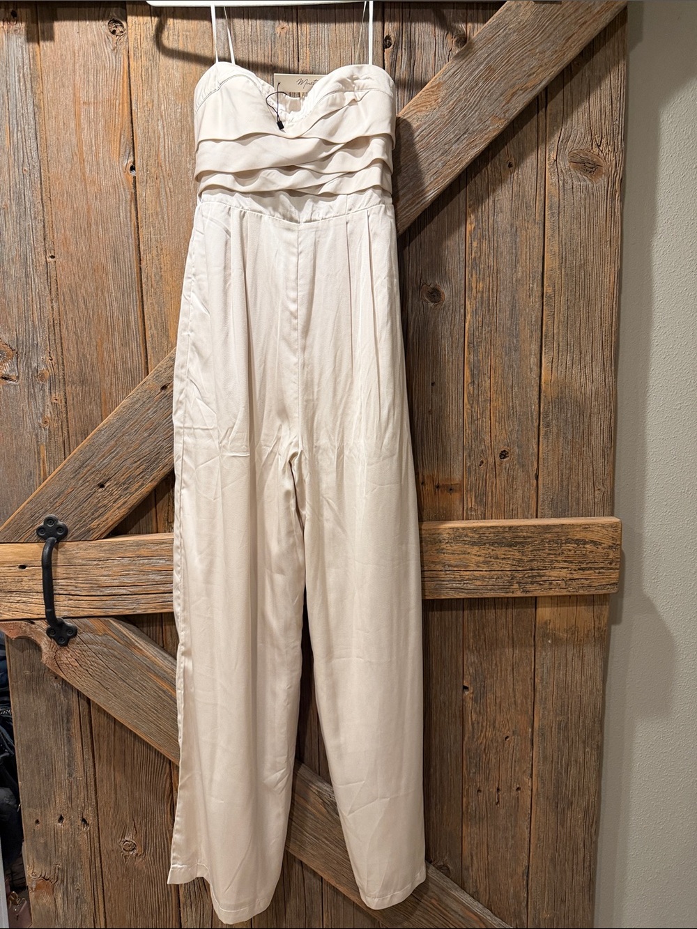 Mustard Seed Cream Strapless Ruffled Jumpsuit